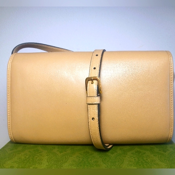 NEW! GUCCI MATISSE LEATHER BAG SOFT LEATHER BEIGE CLAIRE SILVER/GOLD GG LOCK - Picture 3 of 16